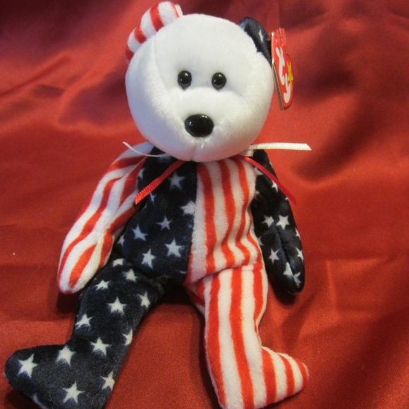 VTG TY ORIGINAL BEANIE BABY "SPANGLE" BEAR WHITE FACE, W/ERRORS - Picture 1 of 9